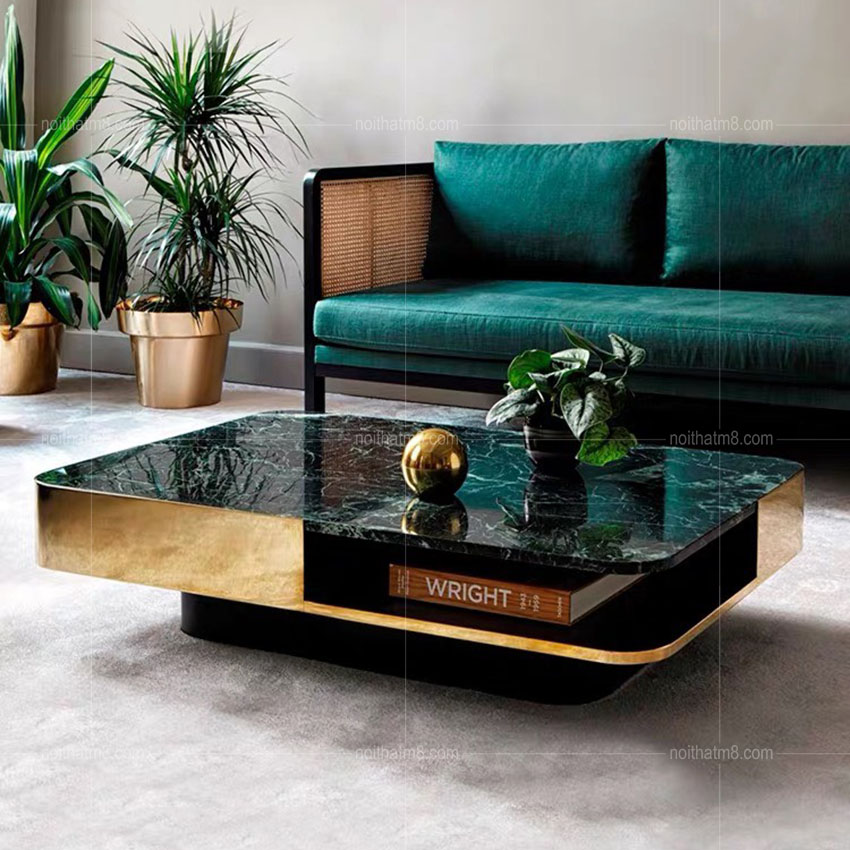 Bàn trà cao cấp mặt đá kết hợp inox 304